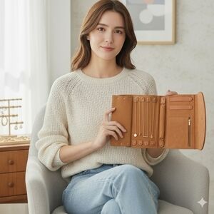 Tan Jewelry Organizer Wallet